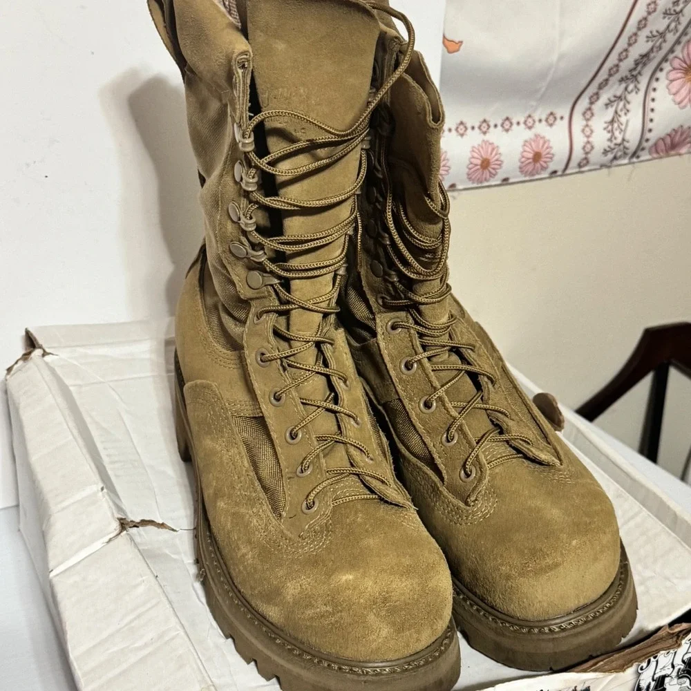 Hoffman Boots Powerline Mens 8.5 D Coyote Brown Suede Vibram Tactical Boots